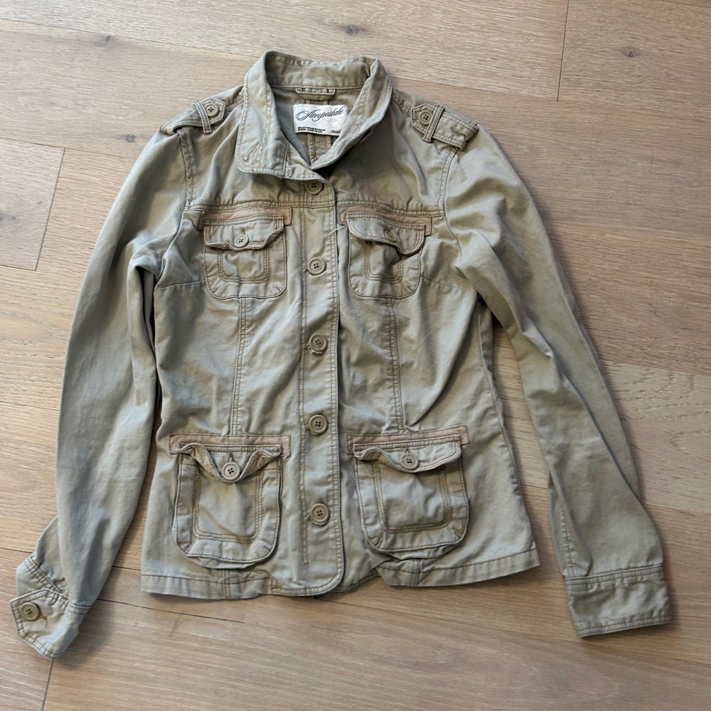 Aeropostale Womens Khaki Tan Cotton Military Field Utility Jacket Medium
